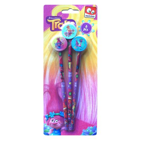 Trolls 3 Pencils & Pencil Topper Erasers Set £1.99
